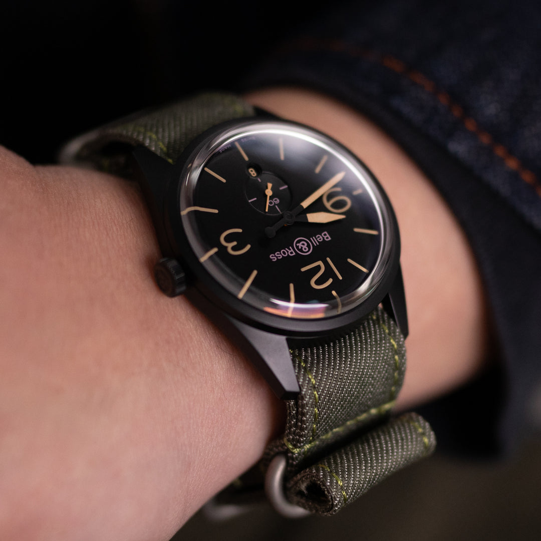 Bell & Ross 柏萊士 Heritage BR123-95-SC 搭配 加厚帆布制NATO Zulu軍用款錶帶｜太空人腕時計TW