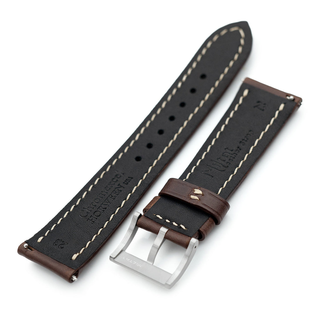 Aviator Style Quick Release Brown Horween Chromexcel Leather Watch Band 19mm, 20mm, 22mm or 23mm Strapcode watch bands