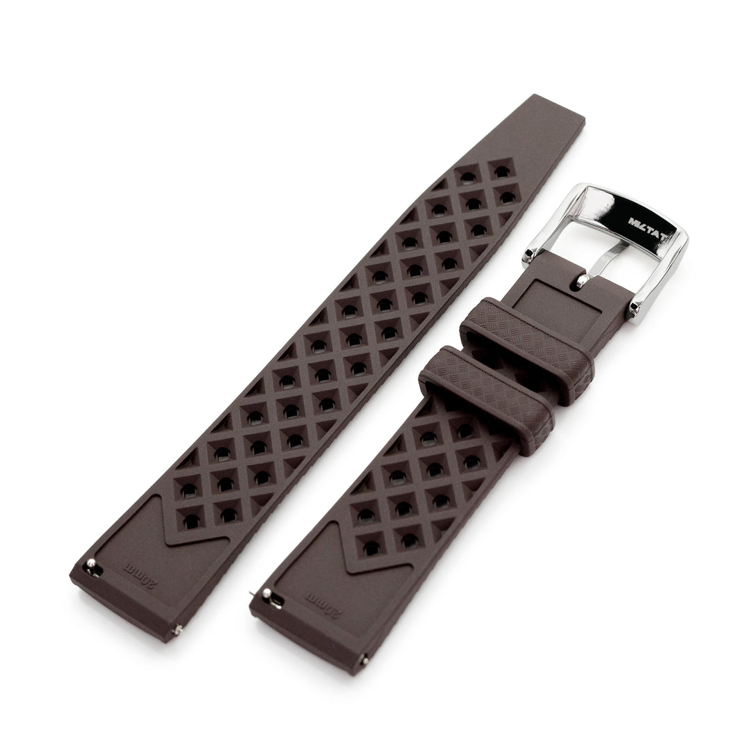 20mm Quick Release Tropical-Style FKM rubber watch strap, Dark Brown Strapcode watch bands