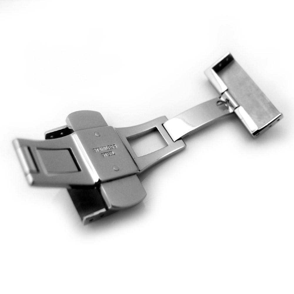 20mm, 22mm, 24mm Deployment Buckle / Clasp, Polished Stainless Steel with Release Button - Taikonaut