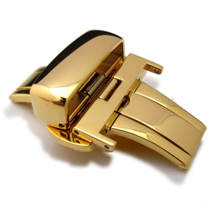 20mm, 22mm, 24mm Deployment Buckle / Clasp, Gold Plated Stainless Steel for Leather Strap - Taikonaut