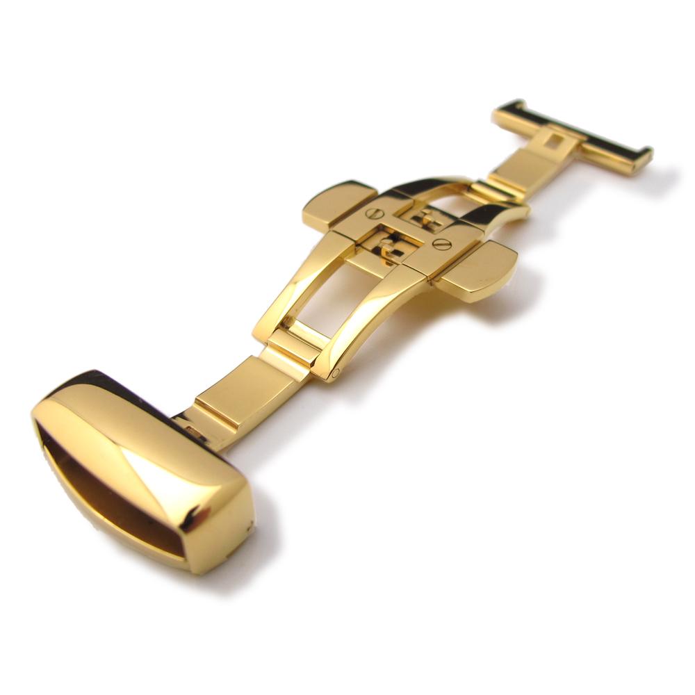 20mm, 22mm, 24mm Deployment Buckle / Clasp, Gold Plated Stainless Steel for Leather Strap - Taikonaut