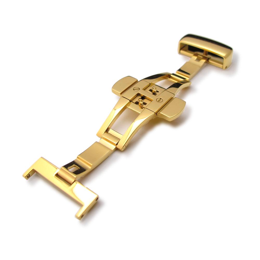 20mm, 22mm, 24mm Deployment Buckle / Clasp, Gold Plated Stainless Steel for Leather Strap - Taikonaut