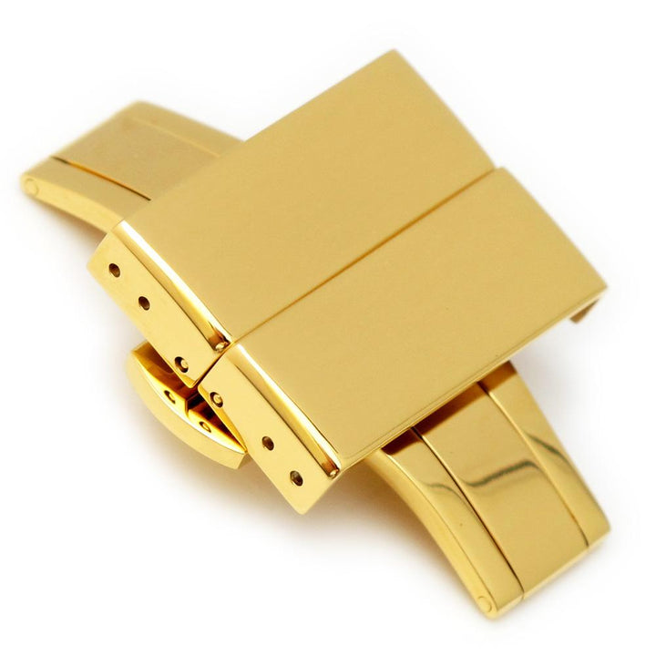 20mm, 22mm, 24mm Deployment Buckle / Clasp, IP Gold Stainless Steel with Release Button - Taikonaut