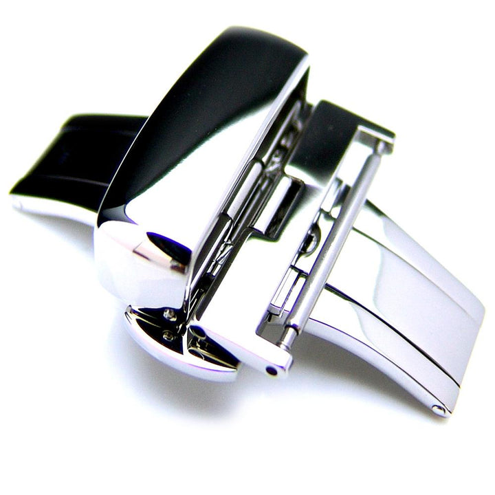 20mm, 22mm, 24mm Deployment Buckle / Clasp, Polished Stainless Steel for Leather Strap - Taikonaut