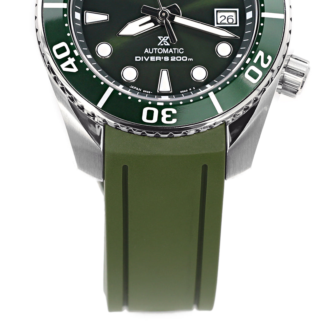 CB SEIKO 精工Sumo小MM 綠水鬼 SPB103J1等等專用代用NBR橡膠錶帶軍綠色