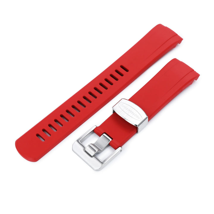 Seiko Turtle Crafter Blue Red Curved End Rubber Straps | Strapcode