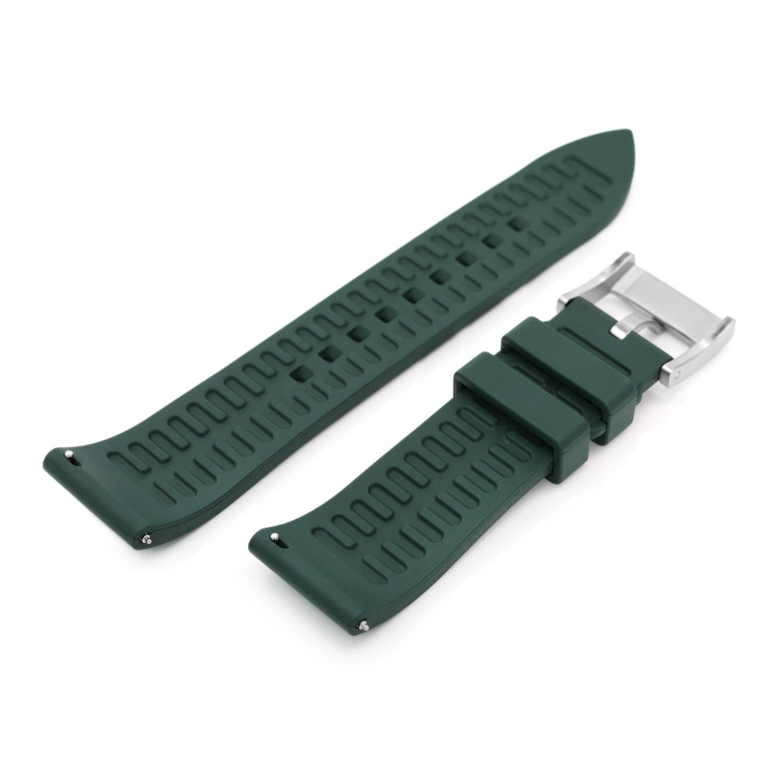 22mm Straight End Green FKM Rubber Quick Release Watch Band |Strapcode