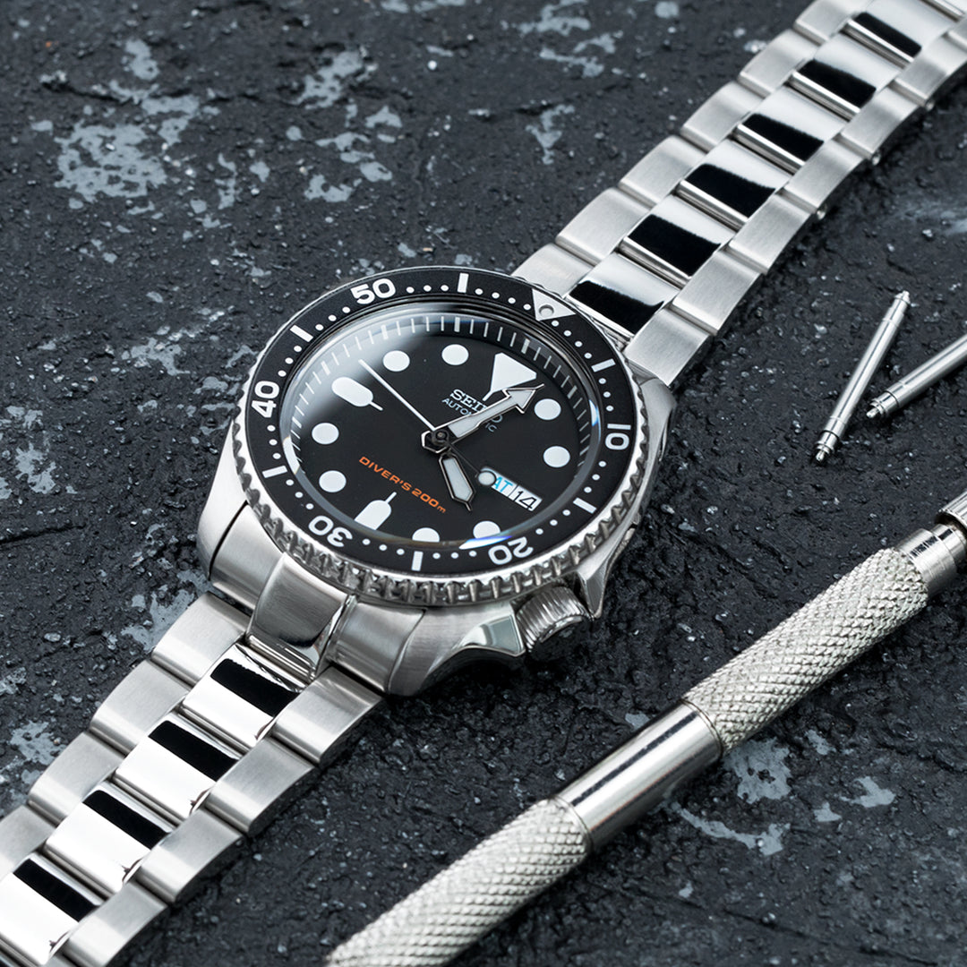 SEIKO 精工水鬼 SKX007 SKX009 SKX011 代用鋼錶帶 超級3D三板式 不鏽鋼 SUB潛水扣 中間拋光版