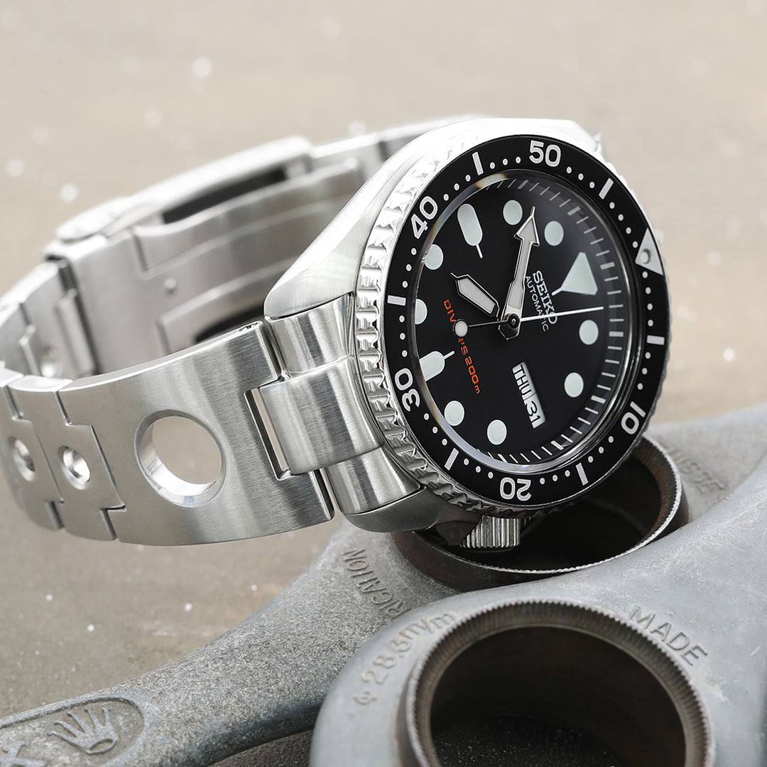 SEIKO 精工水鬼 SKX007 SKX009 SKX011 代用鋼錶帶 圓環賽車款 不鏽鋼 V形潛水扣專用帶