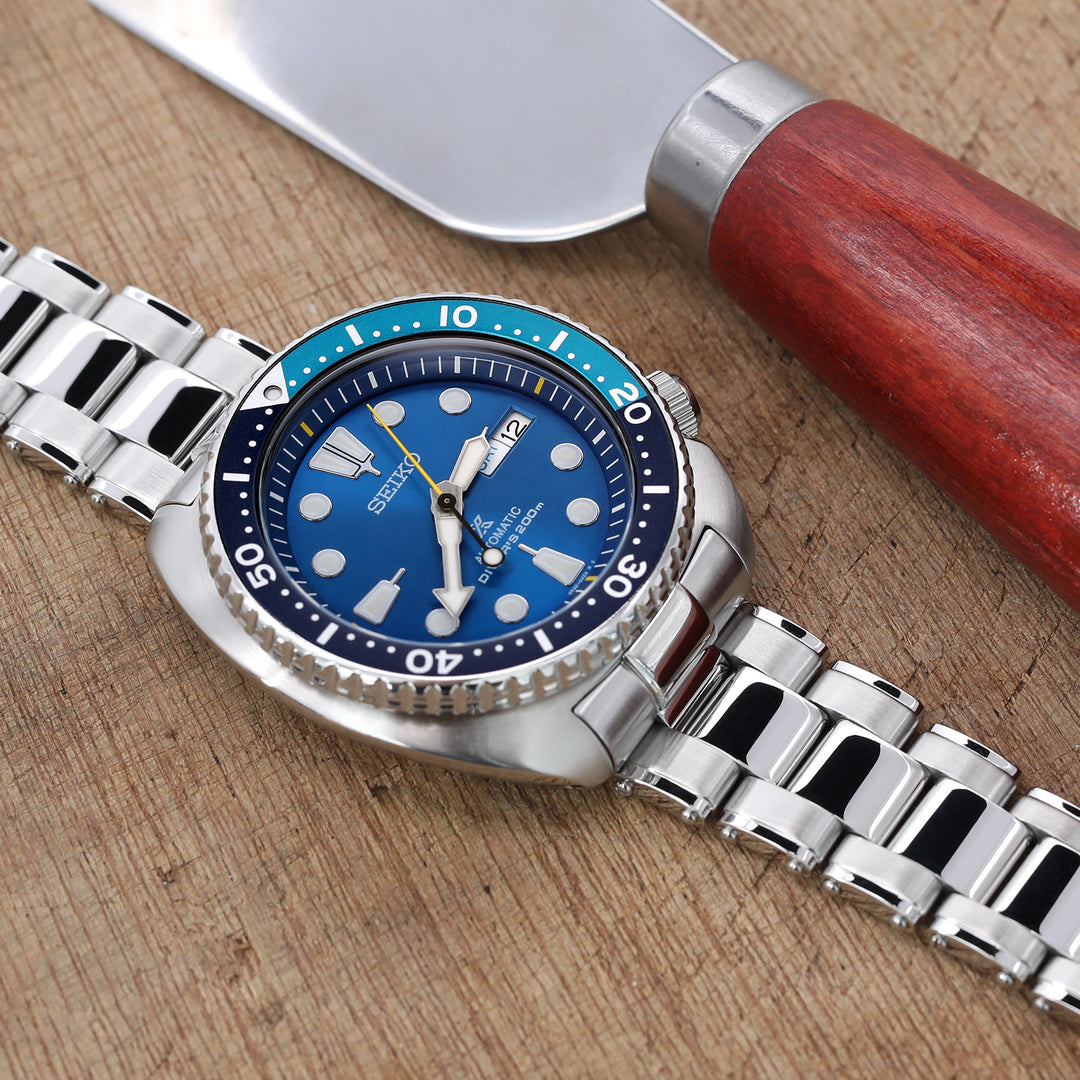 SEIKO 精工復刻鮑魚 SRP777 SRP775 SRPA21 (PADI) 代用鋼錶帶 邁赫鉚釘款 不鏽鋼 V形潛水扣 中間拋光版