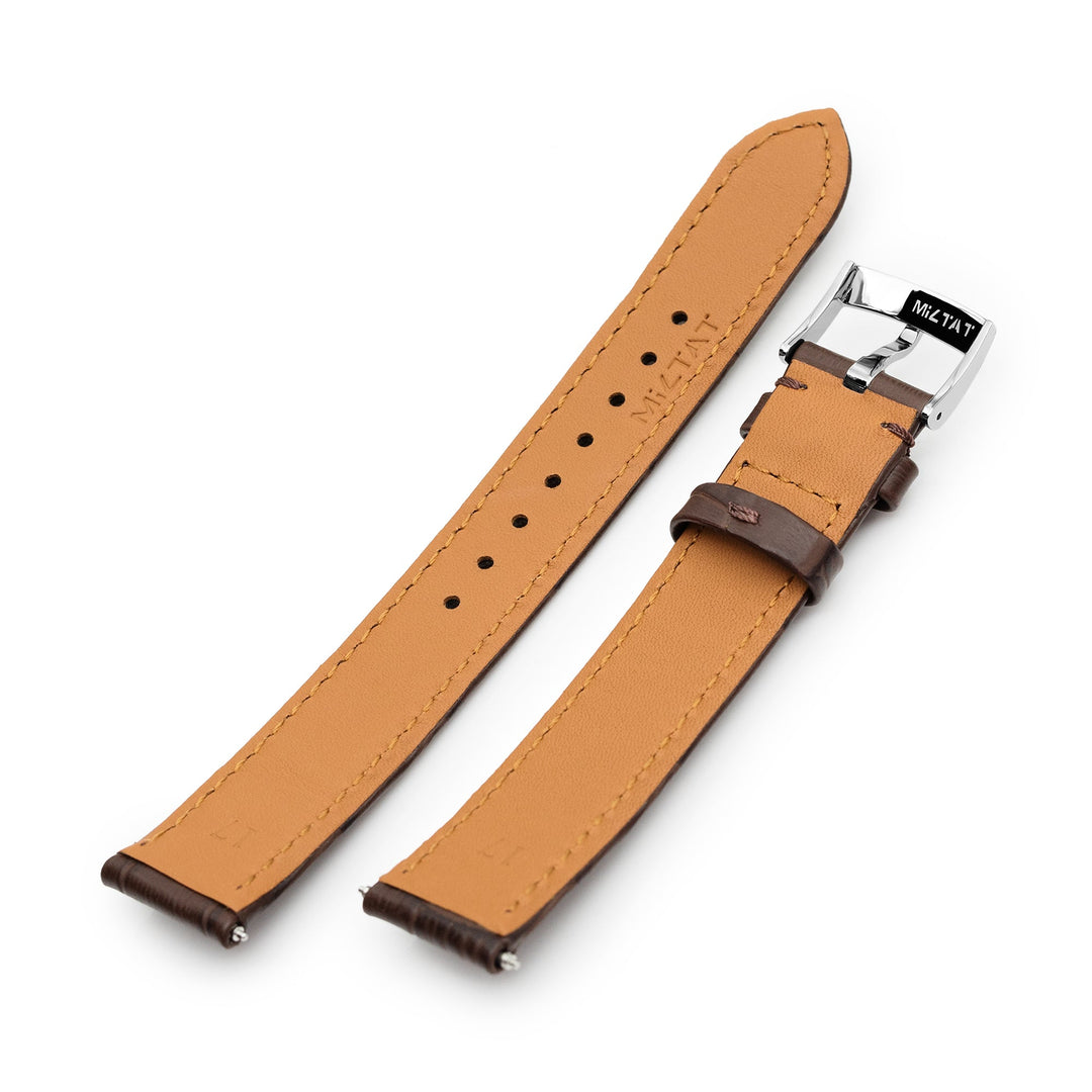 17mm Brown CrocoCalf (Italian Croco Grain) Flat Watch Band