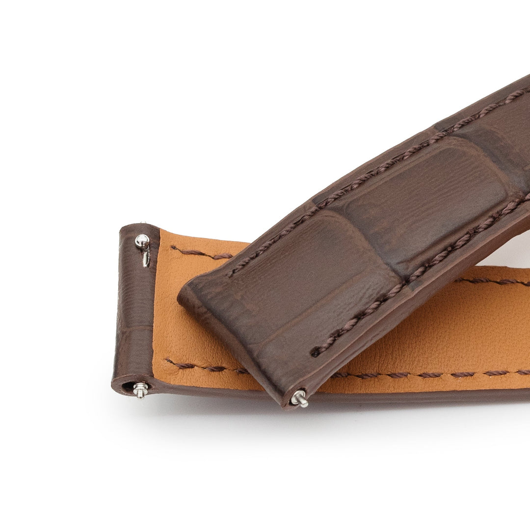 Q.R. 18mm or 19mm Brown CrocoCalf (Italian Croco Grain) Watch Band