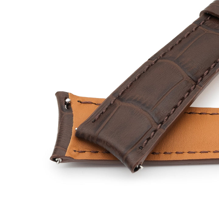 Q.R. 20mm Brown CrocoCalf (Italian Croco Grain) , Semi-curved Watch Band