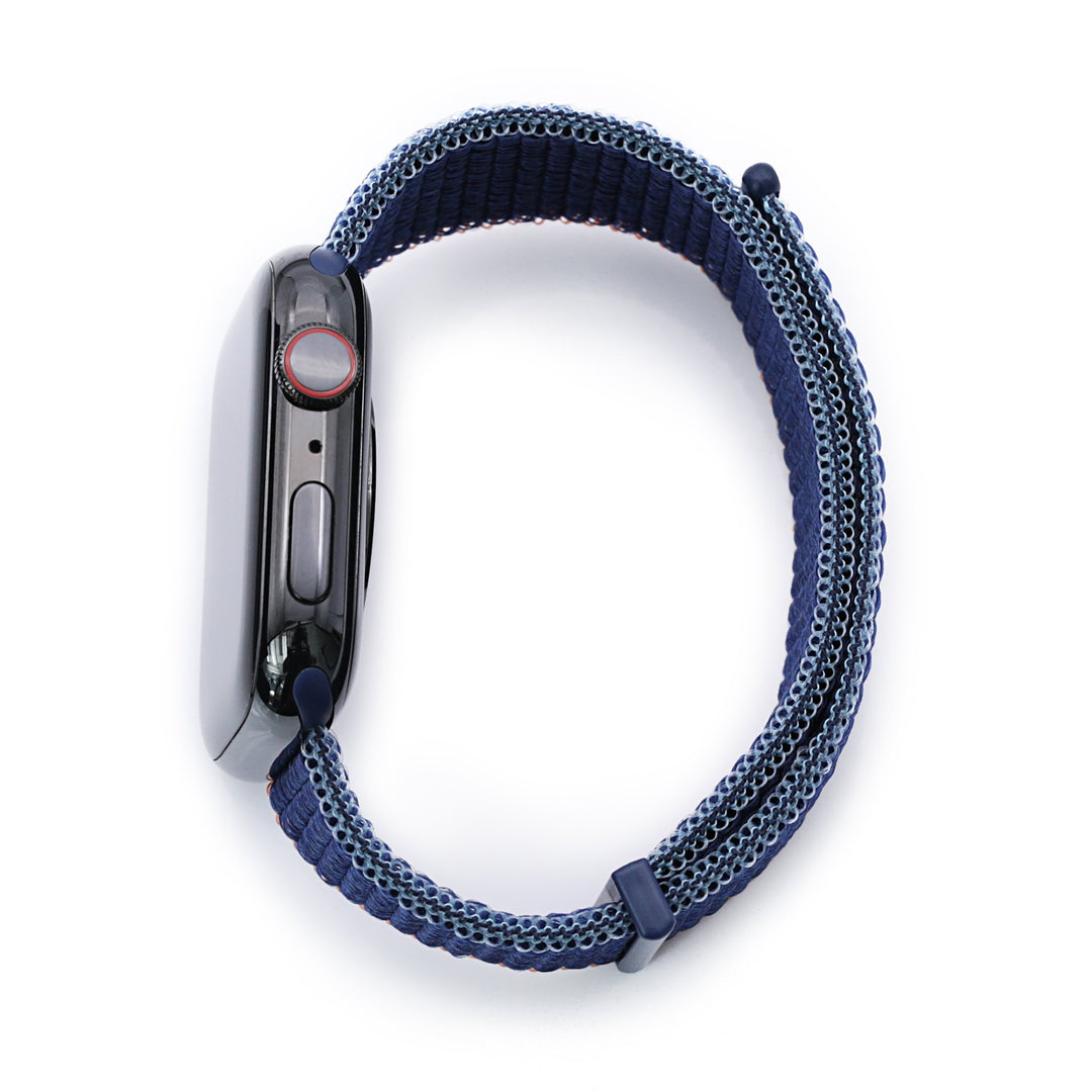 22mm Navy Blue Hook & Loop Durable Nylon Watch Band compatible with Apple Watch 44mm / 45mm models Strapcode Watch Bands