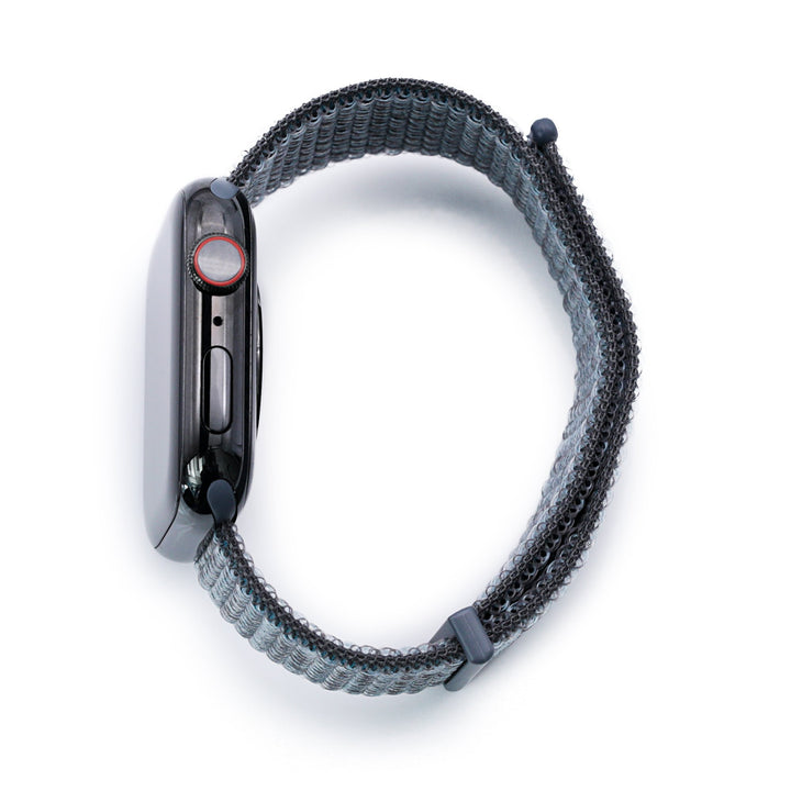 22mm Grey Hook & Loop Durable Nylon Watch Band compatible with Apple Watch 44mm / 45mm models Strapcode Watch Bands