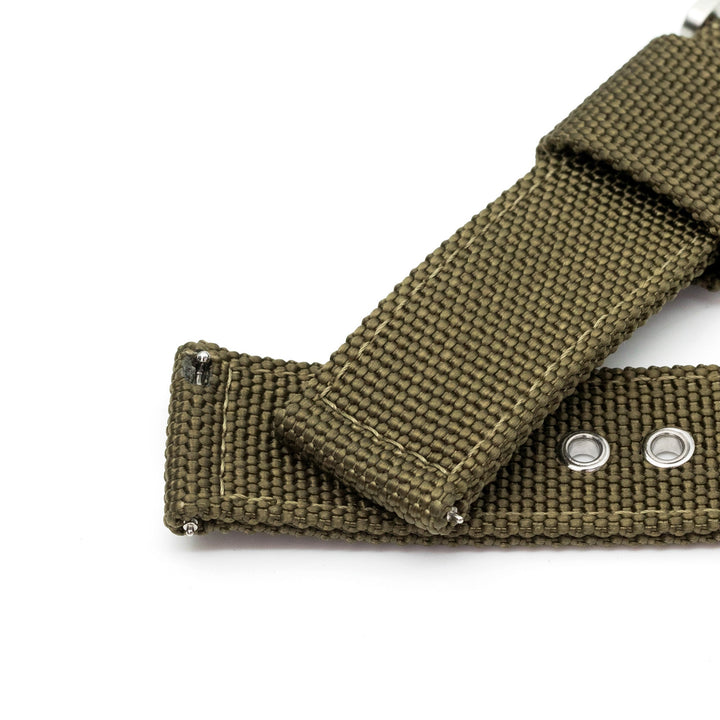 22mm Military Green Premium Nylon Weaved Quick Release Watch Band with Eyelet