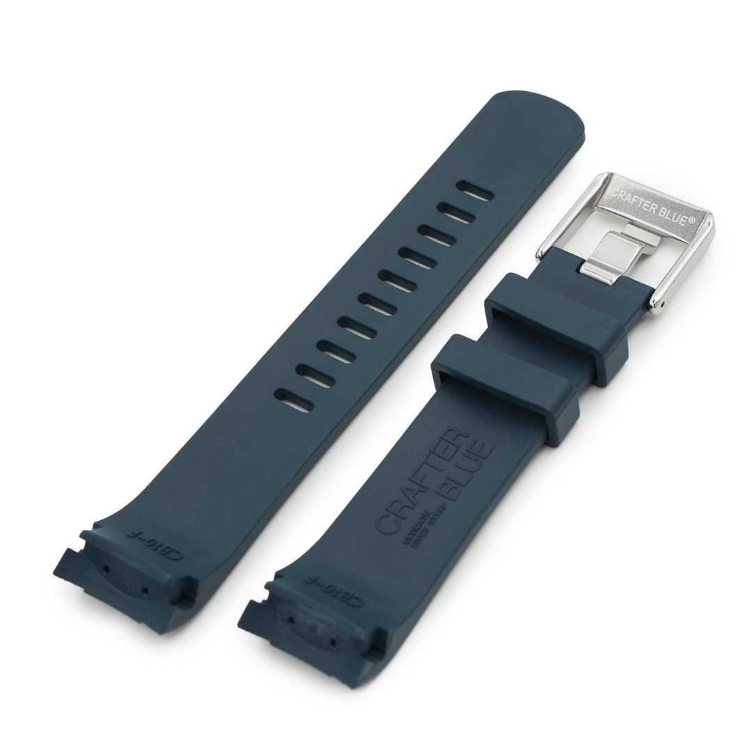 22mm Crafter Blue - CB10-F Blue FKM Rubber Curved Lug Watch Band for Seiko SKX007