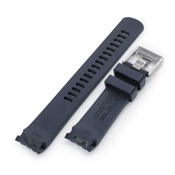 22mm Crafter Blue - CB11 Navy Blue Rubber Curved Lug Watch Strap compatible with Seiko SKX007