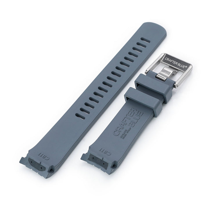 22mm Crafter Blue - CB11 Grey Rubber Curved Lug Watch Strap compatible with Seiko SKX007