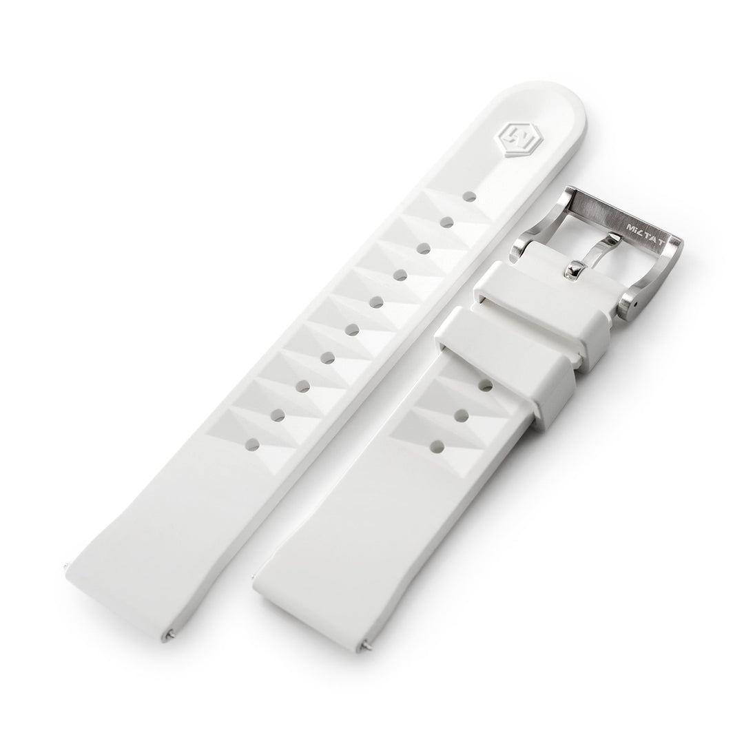 Chaffle White FKM Rubber watch strap, 20mm or 22mm Strapcode Watch Bands