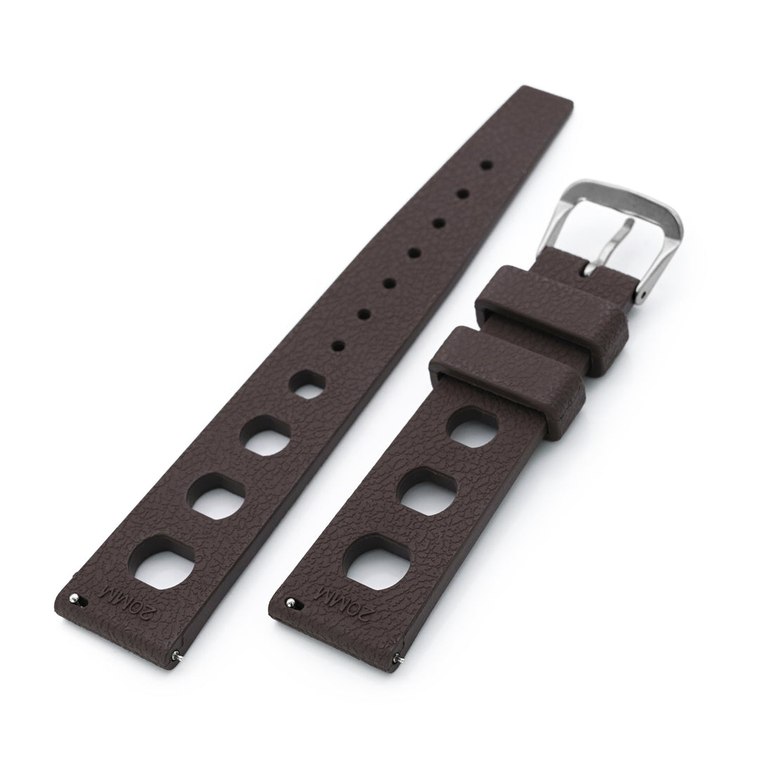 20mm Brown Large Holes Rally FKM Quick Release Rubber watch band