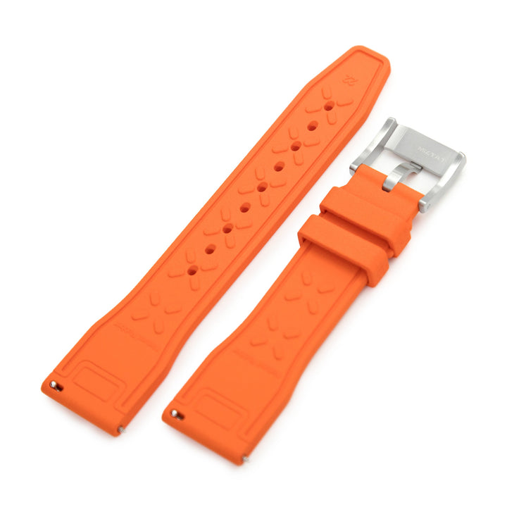 Quick Release Orange Pilot FKM rubber watch strap, 20mm or 22mm