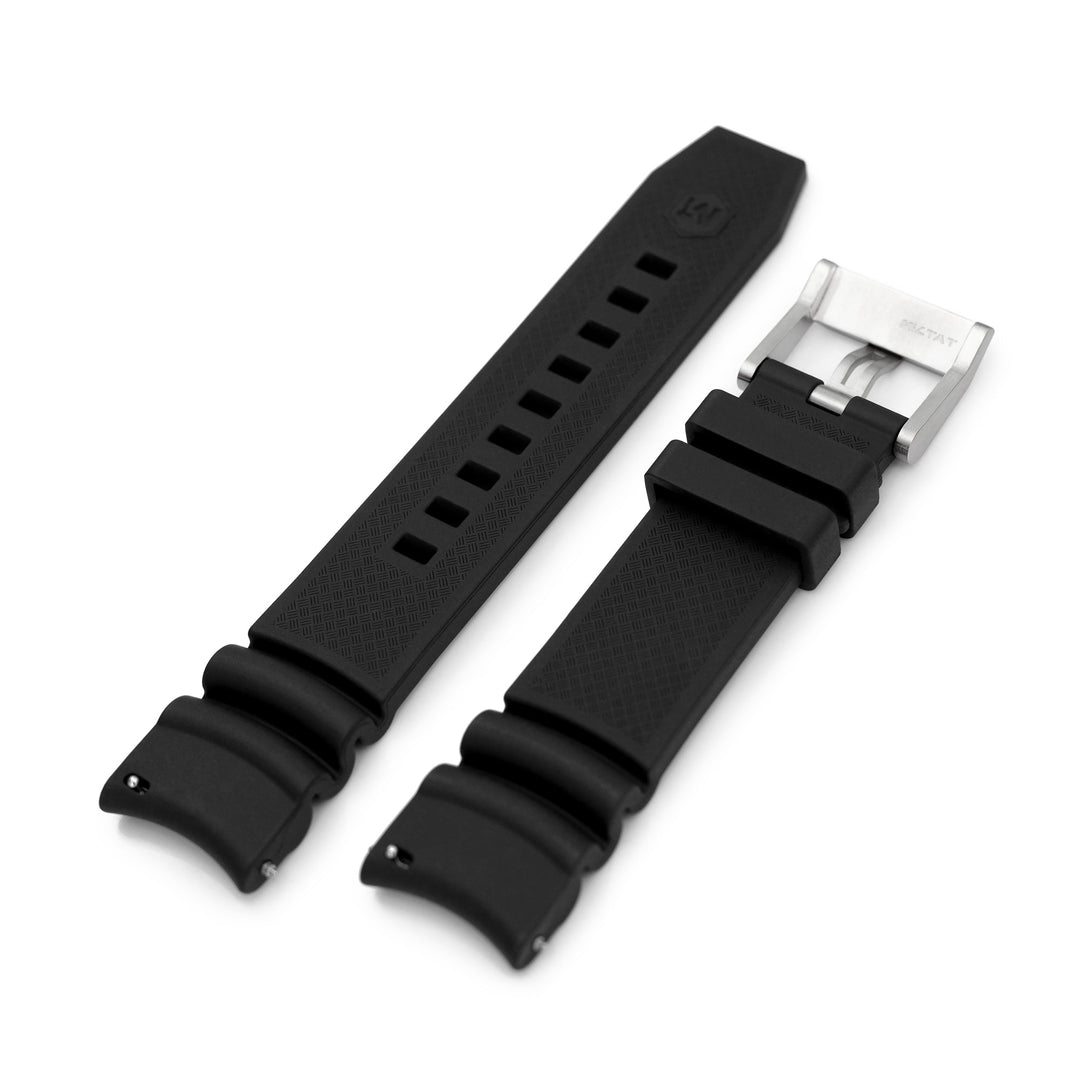 Q.R. Firewave Resilient Cuved End FKM rubber Watch Strap, Black