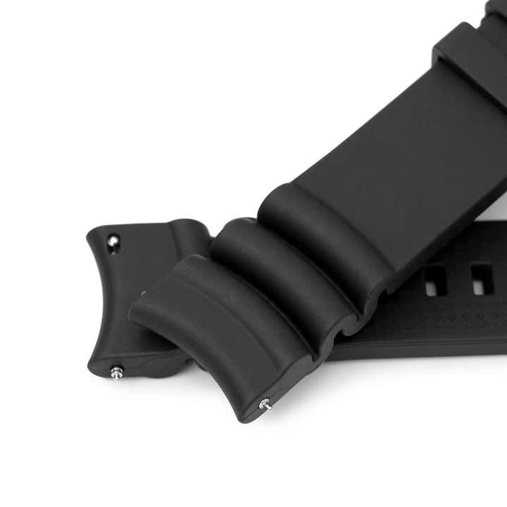 Q.R. Firewave Resilient Cuved End FKM rubber Watch Strap, Black