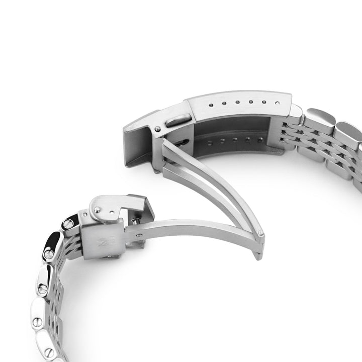 18mm, 19mm or 20mm Goma BOR Watch Band Straight End, 316L Stainless Steel Brushed and Polished V-Clasp