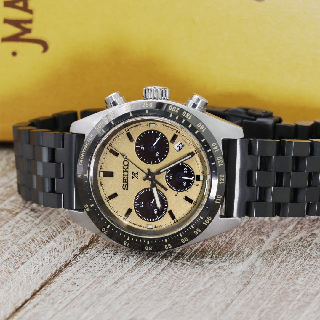 Seiko Speedtimer Panda chronograph SSC817 Gold Dial Seitona