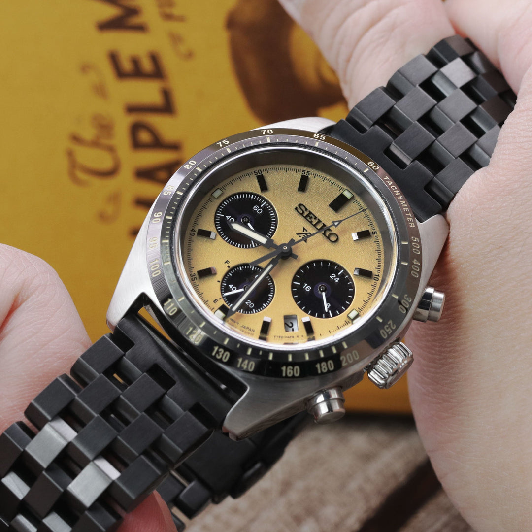 Seiko Speedtimer Panda chronograph SSC817 Gold Dial Seitona