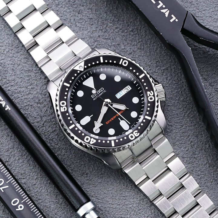 SEIKO 精工水鬼 SKX007 SKX009 SKX011 代用鋼錶帶 凱撒三板式 不鏽鋼 潛水扣專用帶