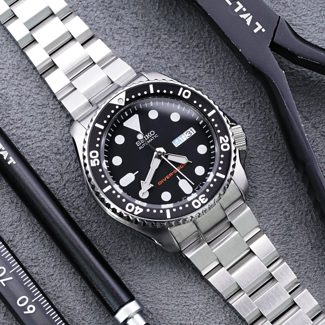 SEIKO 精工水鬼 SKX007 SKX009 SKX011 代用鋼錶帶 凱撒三板式 不鏽鋼 V形潛水扣專用帶