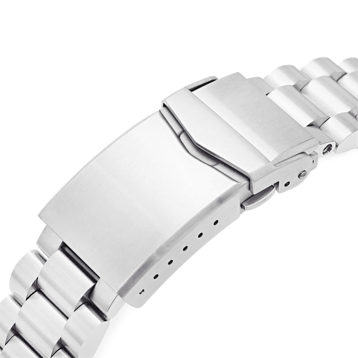 22mm Endmill Watch Band for Seiko GMT SSK001, 316L Stainless Steel Brushed V-Clasp