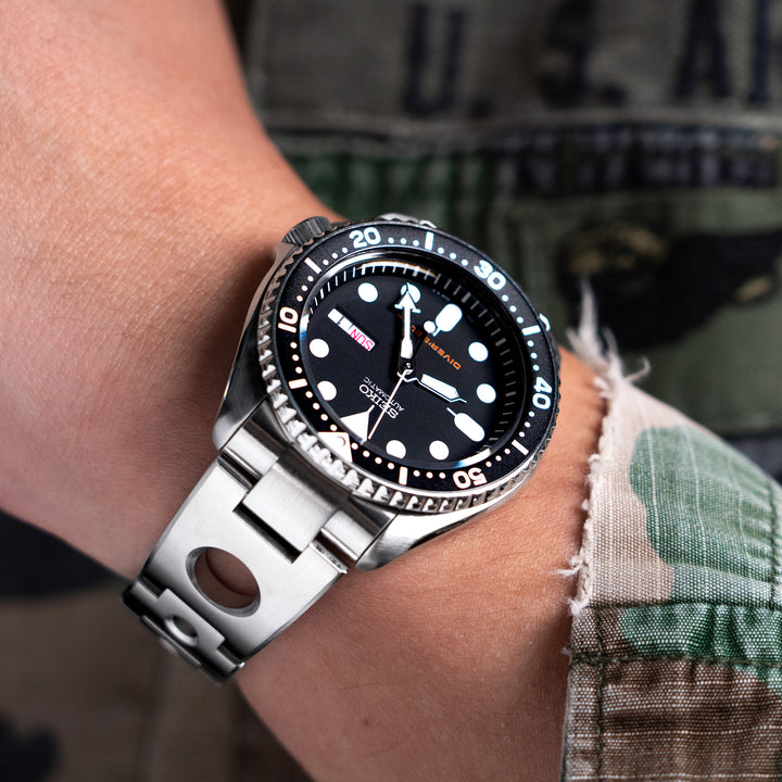 SEIKO 精工水鬼 SKX007 SKX009 SKX011 代用鋼錶帶 圓環賽車款 不鏽鋼 V形潛水扣專用帶