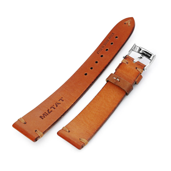 20mm Vintage Artisan Brown 2 Tone Italian Handmade Robinson Leather Watch Band, P Buckle Strapcode Watch Bands