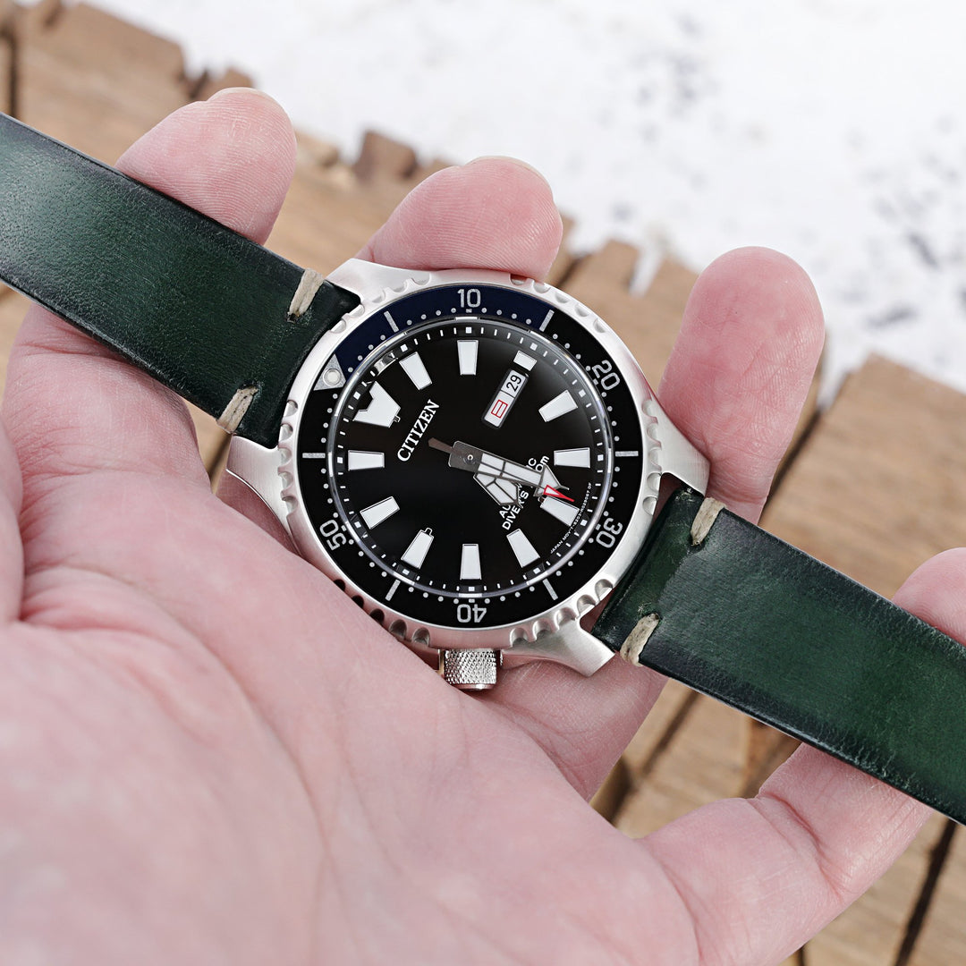 Seiko Alpinist SARB017 Automatic Watch; Citizen Promaster Fugu Asia Limited Diver's NY0111-11E Strapcode Watch Bands