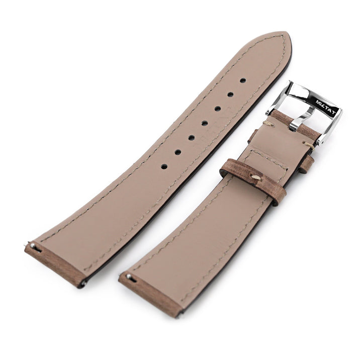 Quick Release, Brown Italian Leather Tapered Watch Strap, 19mm to 22mm Strapcode Watch Bands