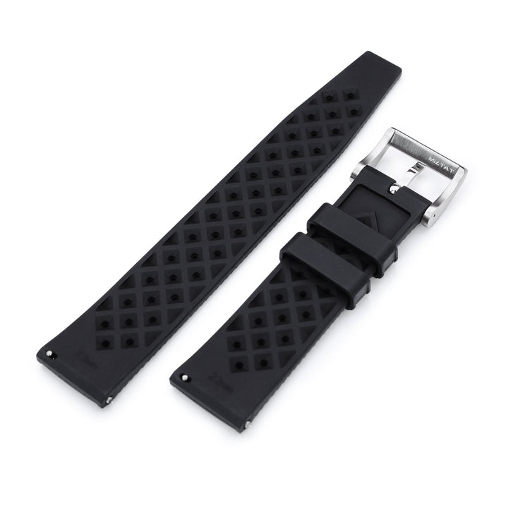 Quick Release Black Tropic Pro FKM rubber watch strap, 20mm or 22mm Strapcode Watch Bands