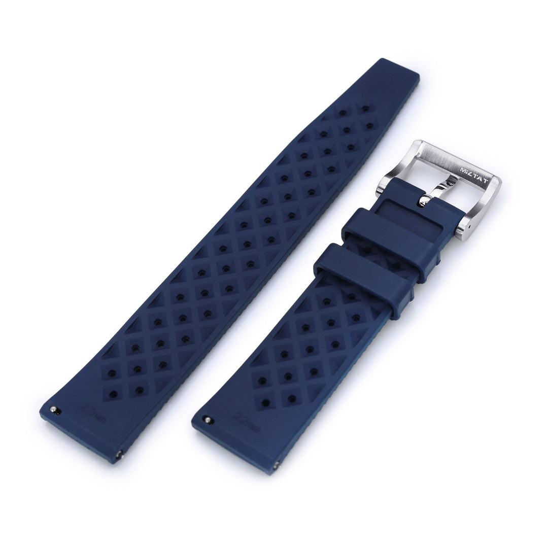 Quick Release Blue Tropic Pro FKM rubber watch strap, 20mm or 22mm Strapcode Watch Bands