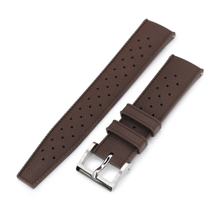 Quick Release Brown Tropic Pro FKM rubber watch strap, 20mm or 22mm Strapcode Watch Bands