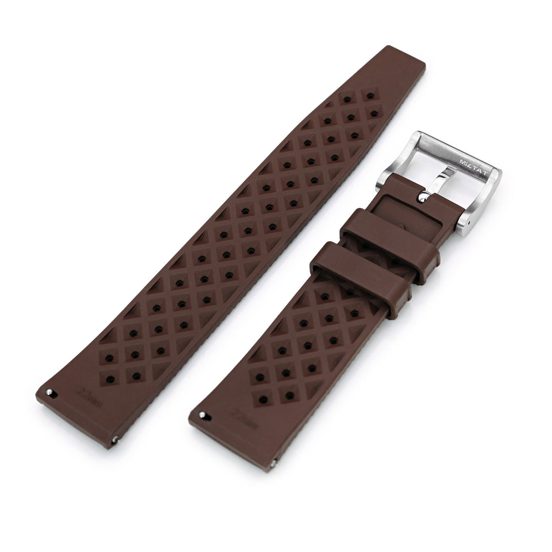 Quick Release Brown Tropic Pro FKM rubber watch strap, 20mm or 22mm Strapcode Watch Bands