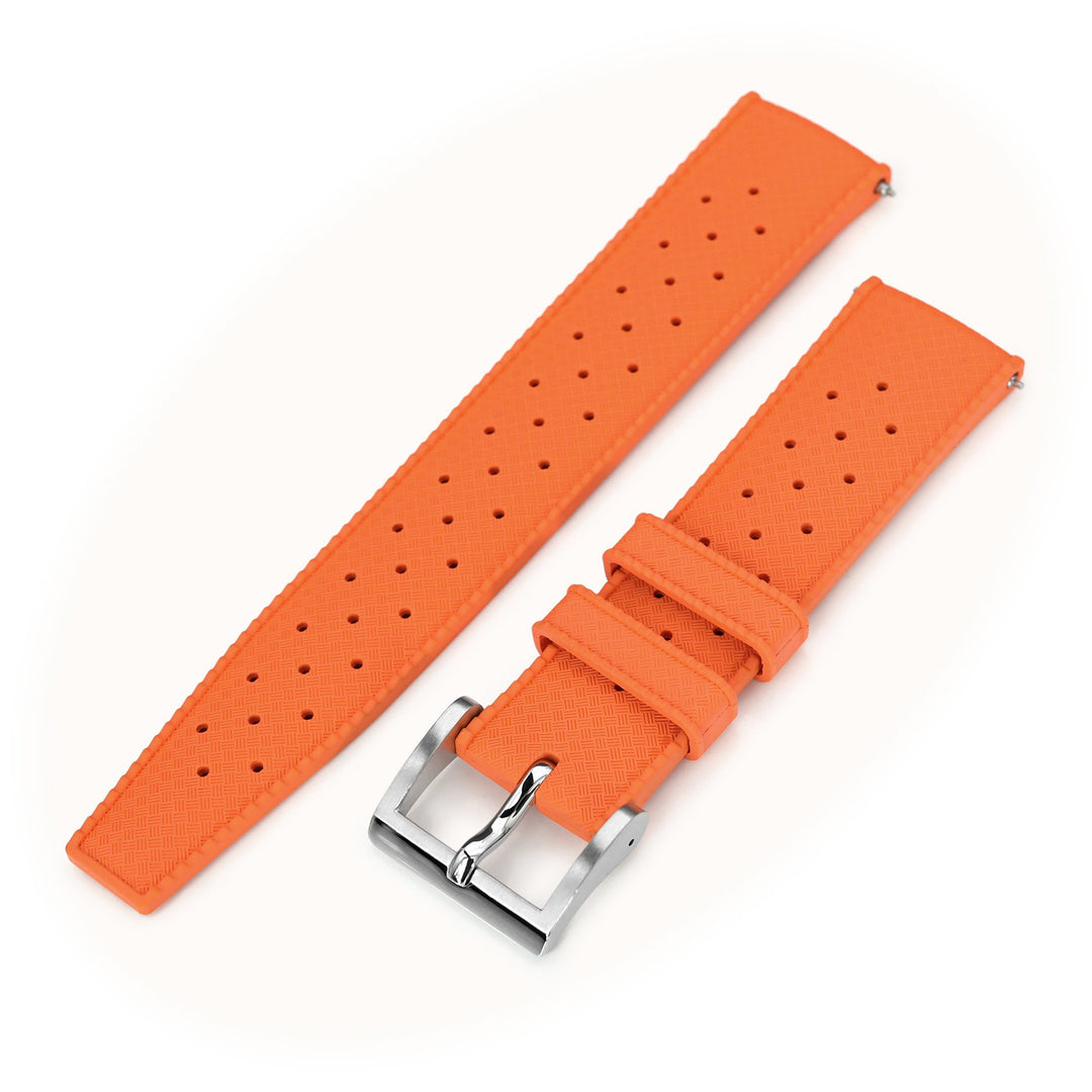 Quick Release Orange Tropic Pro FKM rubber watch strap, 20mm or 22mm Strapcode Watch Bands