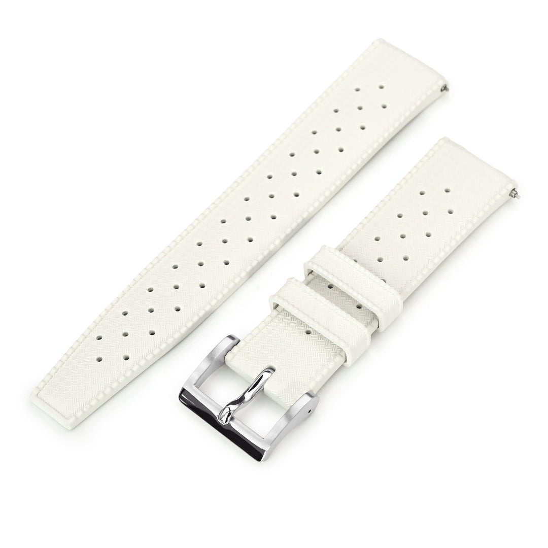 Quick Release White Tropic Pro FKM rubber watch strap, 20mm or 22mm Strapcode Watch Bands