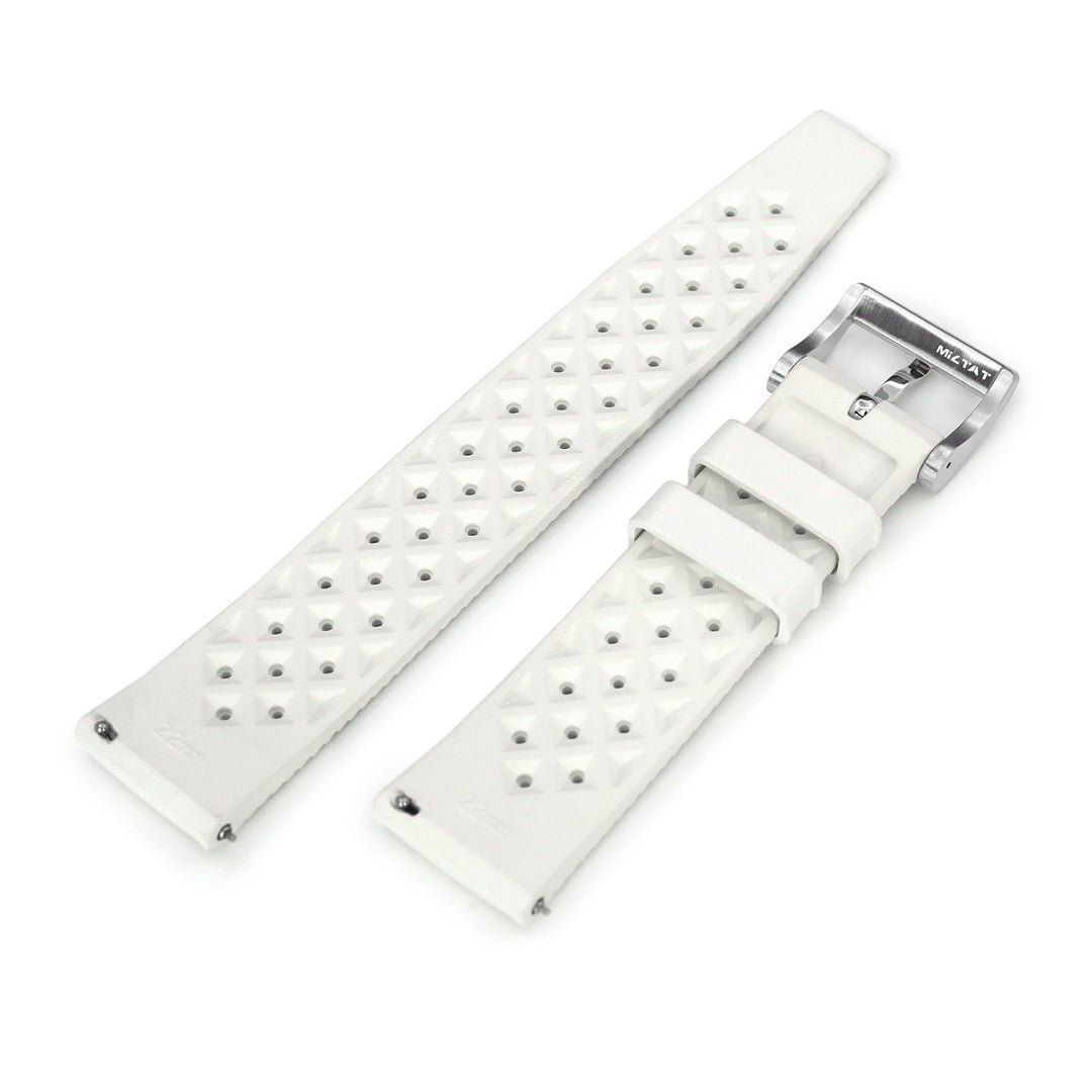 Quick Release White Tropic Pro FKM rubber watch strap, 20mm or 22mm Strapcode Watch Bands