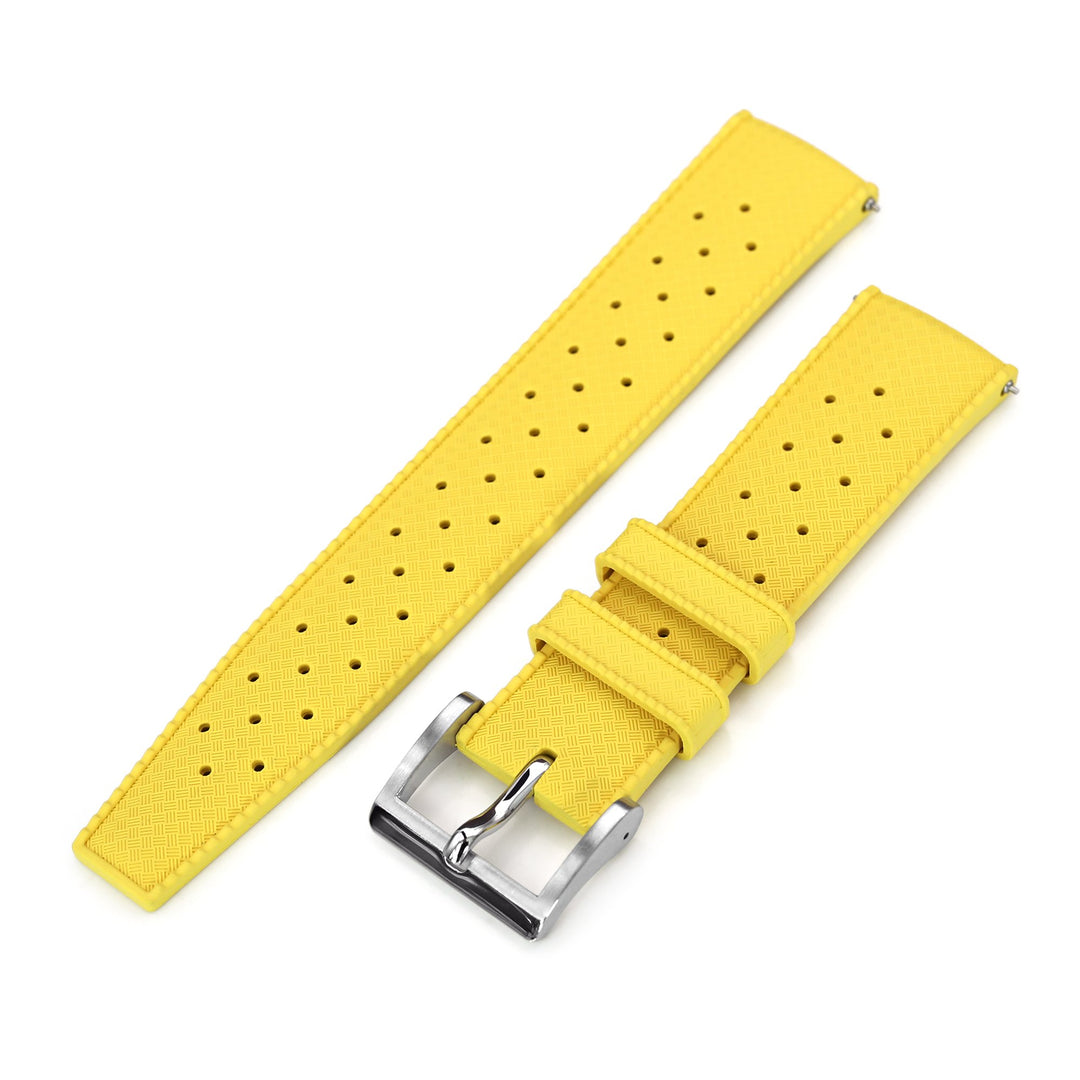 Quick Release Yellow Tropic Pro FKM rubber watch strap, 20mm or 22mm Strapcode Watch Bands