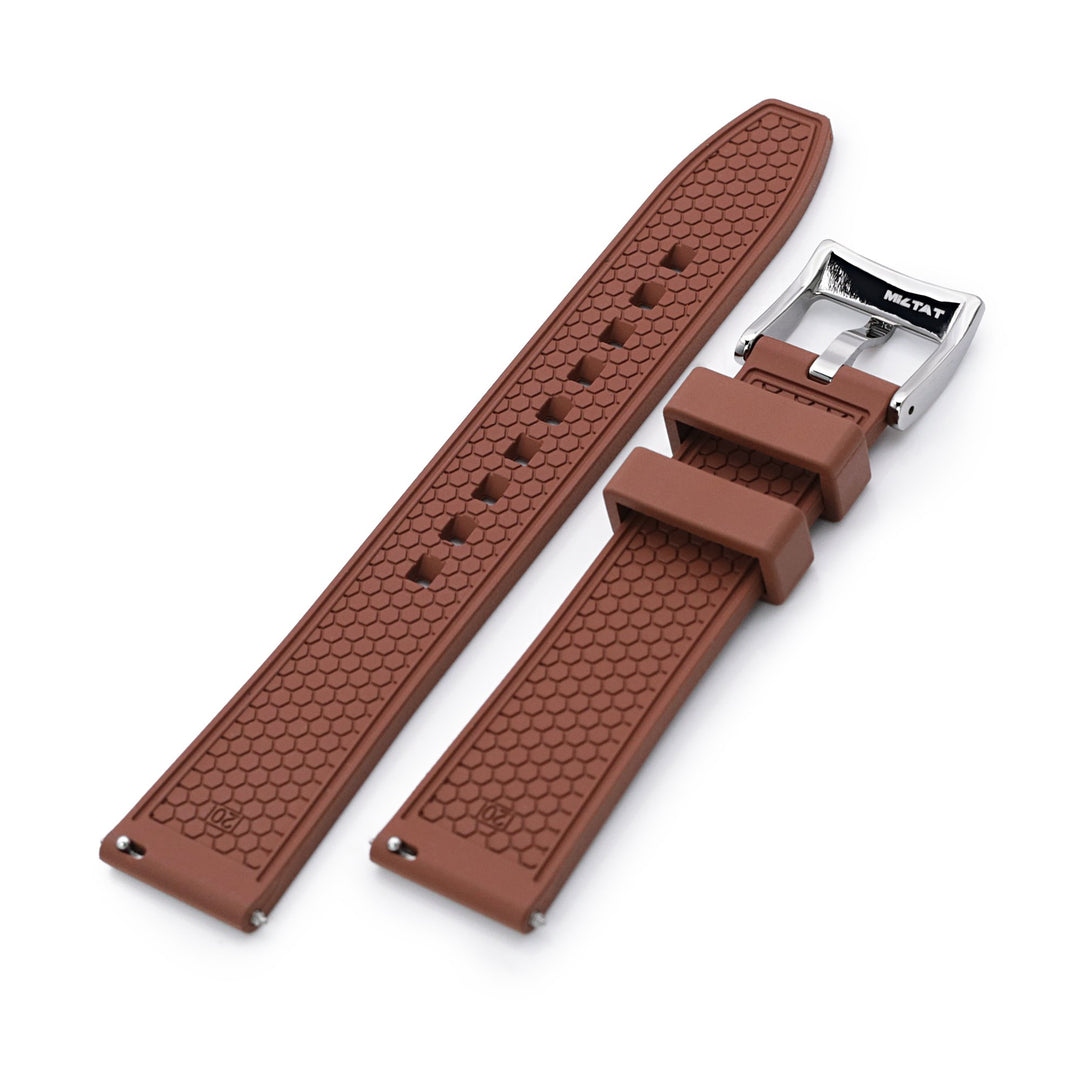 HONEY Brown FKM Quick Release Rubber Strap, 20mm Strapcode Watch Band