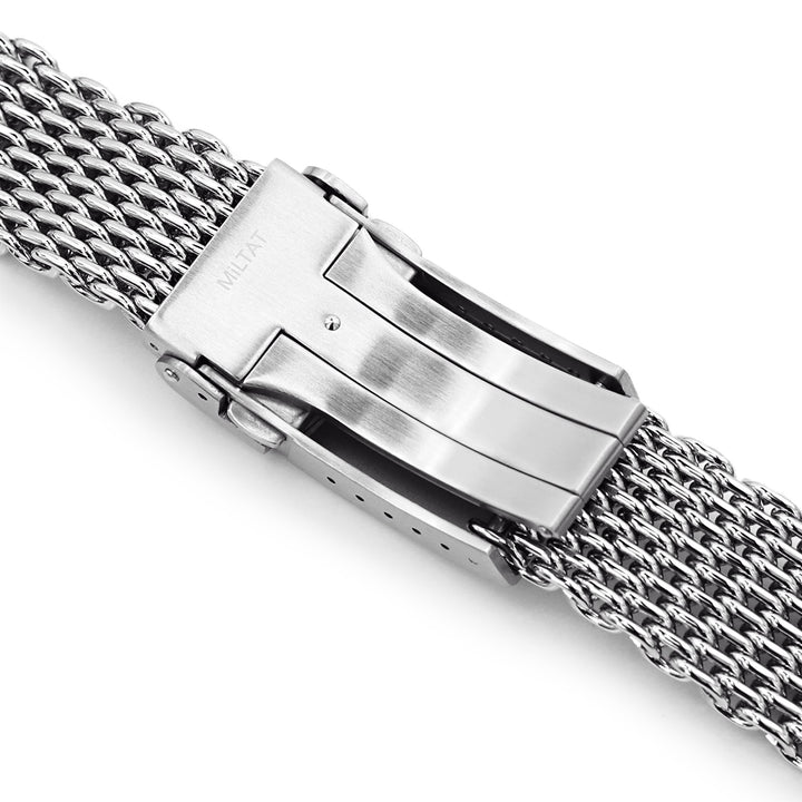 22mm Polished Tapered Winghead "SHARK" Mesh watch band, V-Clasp Strapcode Watch Bands