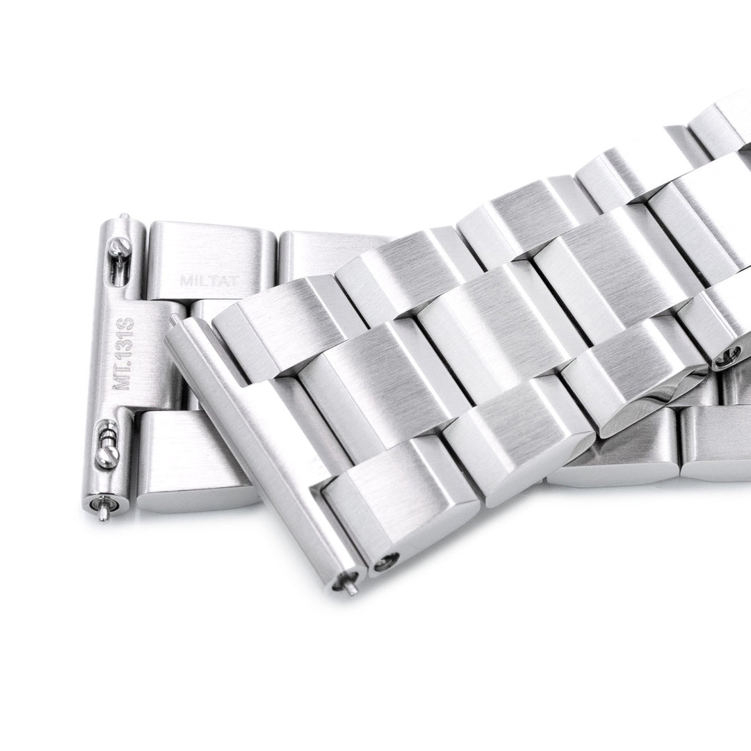 22mm Hexad III QR Watch Band Straight End Quick Release, 316L Stainless Steel Brushed V-Clasp Strapcode Watch Bands